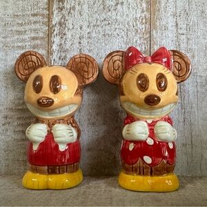 Disney Tiki Kingdom Mickey Mouse and Minnie Mouse Salt and Pepper Shakers